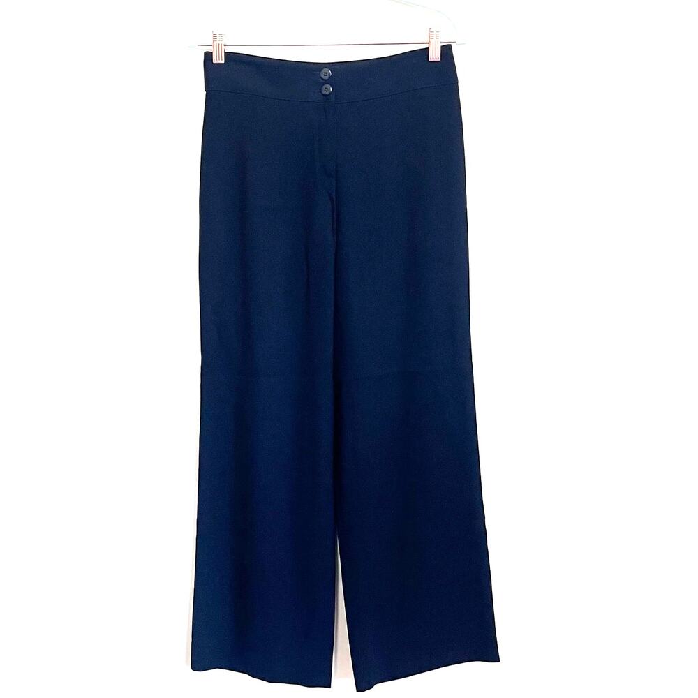 Armani Collezioni Wool‎ Womens Dress Pants Size 6 Black Wide Leg Luxury Capsule